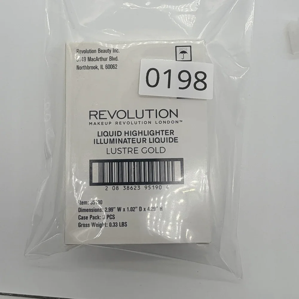 New Lot of 3 Revolution Lustre Gold Liquid Highlighter 0.61 fl. oz London Makeup